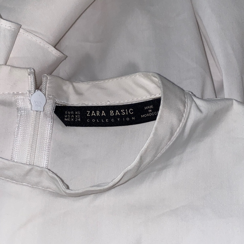 Zara White Top with Ruffles Sleeves size XS - Picture 3 of 6